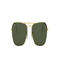 Ray-Ban RB3136 Caravan Square Sunglasses, Arista Gold/Green, 58 mm