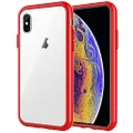 JETech Case for iPhone Xs and iPhone X, Shock-Absorption Bumper Cover, Anti-Scratch Clear Back (Red)