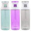 Contigo Jackson Reusable Water Bottle - BPA Free, Easy Push Button, Carry Loop - Top Rack Dishwasher Safe - Great for Sports, Home, Travel- 24oz, Greyed Jade, Radiant Orchid & Smoke (3pk)