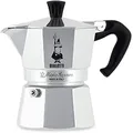 Bialetti 6857 The Original Moka Express Made in Italy 1-Cup Stovetop Espresso Maker with Patented Valve Silver