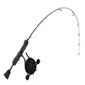 13 FISHING - Freefall Ghost Stealth Ice Combo - 27" L (Light) - FF Ghost + Tickle Stick - Left Hand Retrieve - Black/Grey Camo - StealthFF-LH-27L