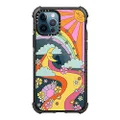 CASETiFY Ultra Impact Case for iPhone 12 / iPhone 12 Pro - Flower Power Retro - Clear Black