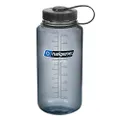 Nalgene BPA Free Tritan Wide Mouth Water Bottle, 1-Quart, Gray with Black Lid,Gray w/ Black Cap,1 Quart