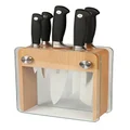 Mercer Culinary Genesis 6-Piece Forged Knife Block Set, Wood Block with Tempered Glass