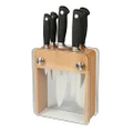 Mercer Culinary Genesis 6-Piece Forged Knife Block Set, Wood Block with Tempered Glass