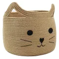 HiChen Large Woven Cotton Rope Storage Basket, Laundry Basket Organizer for Towels, Blanket, Toys, Clothes, Gifts | Pet Gift Basket for Cat, Dog - 15.7" L×13" W×13.4" H, Jute
