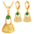 U7 Vintage Gold plated Earrings/Necklace Set For Women