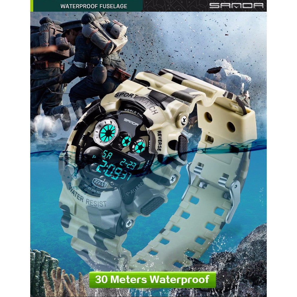 SANDA Led Digital Watch Men Waterproof Sports Military Wrist Watches