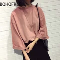 Korean Women Loose Tops Casual T-shirts Cotton Blouse Pullover Student Tops