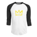 Men's Neck Cotton Raglan tee Basquiat Crown shirts cool 3/4 sleeve