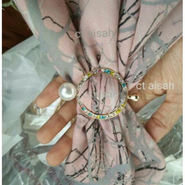 Brooch ring cincin tudung bawal batu korea 40pcs