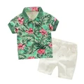 2Pcs/set Boys Hawaiian Floral Summer Outfits Set Casual Short Sleeve Clothes