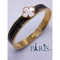 Paris 925 Titanium 18K Rose Gold Cuff Bangle Bracelet Birthday Gift Jewelry