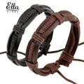Ellastore Women Men Classic Knitted Leather Bangle Wristband Cuff Bracelet Punk
