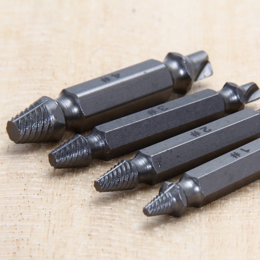 4 PCS Kit Double Side Damaged Screw Extractor