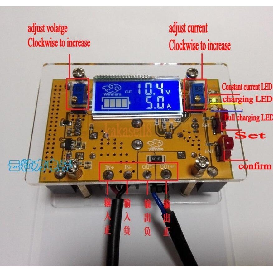 10A DC DC Adjustable CC CV Step down buck 12V 24V Power Supply battery charging