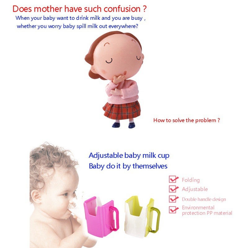 Baby Retractable Folding Water Bottle Infant Learn to Drink Milk Bracket