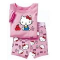Kids Baby Girls Hello Kitty Pink Summer T-shirt Tee Shorts Pants One Set