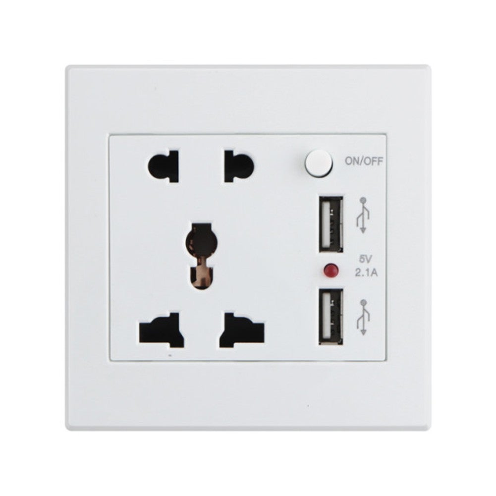 Dual Wall Switch Socket Five-hole Switch Control USB Charging Plug