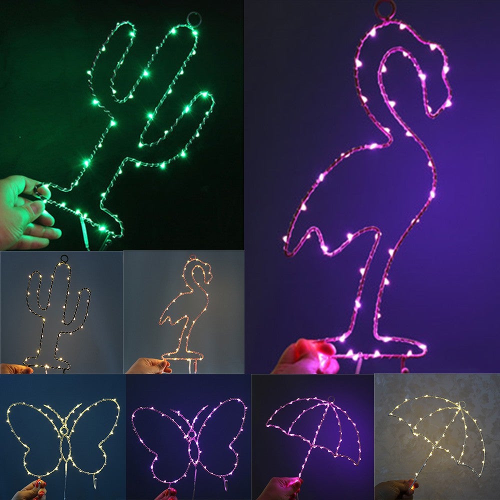 leeyo-Metal Motif LED Night Light Window Silhouette Wall Battery Coat Hook