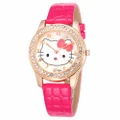 Hello Kitty Cartoon Girls Watch Fashion Women Watches Rhinestone Leather Watches