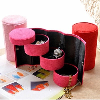Cylinder three - layer jewellery box for ancient jewelry box