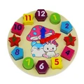 Kids Wooden Cartoon Clock Geometry Stacking Blocks Early Educational Toys Gifts