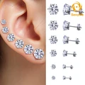 Sexylife 6Pairs/Set Fashion Women Jewelry Stainless Steel Crystal Ear Studs Earrings Round Cubic Zircon