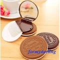 ??Chocolate Sandwich Cookie Shaped Portable Mirror/Comb
