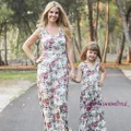 parent Arrival Summer Floral Sleeveless Mother and Daughter Long Dresses 2018