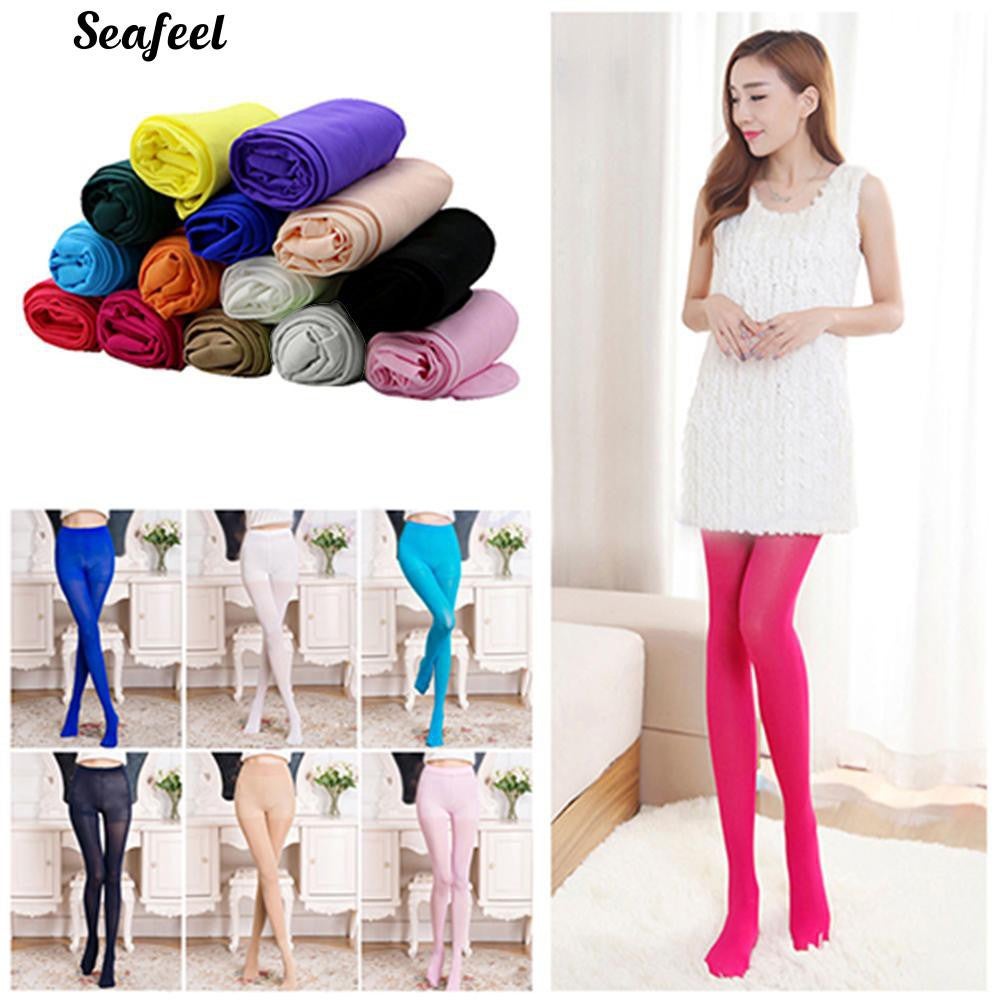 Fashion Candy Colors Opaque Footed Socks Tights Slim Pantyhose Stockings