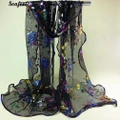 ?seafeel?Women Girl Soft Long Floral Tulle Scarf Wrap Shawl Beach Stole Scarves