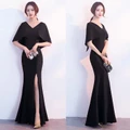 Mermaid Long Dress with Cape Evening Gown Dinner Dress