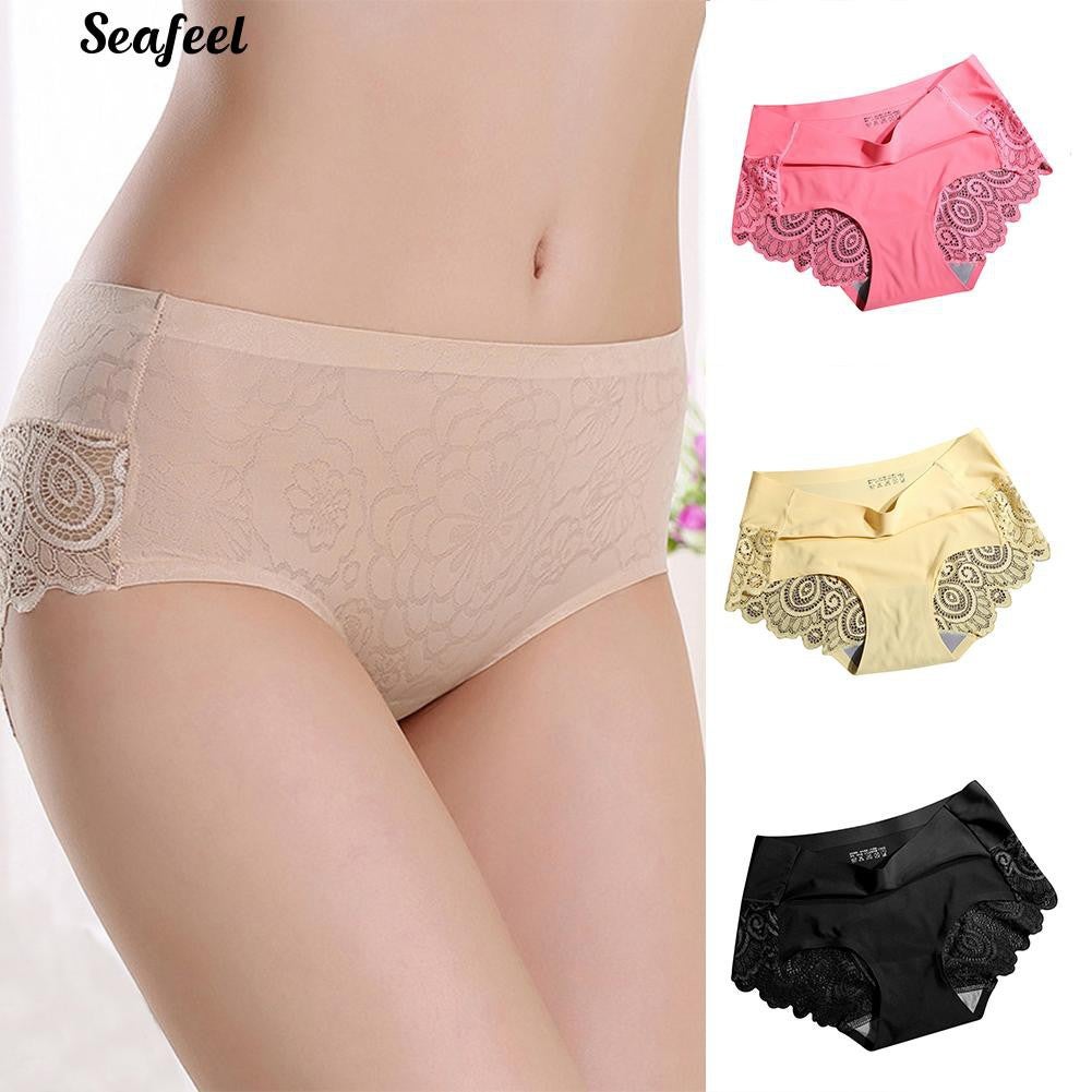 ?NEW?Lady Silky Back Hollow Seamless Panties Underwear