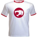 Men's Thundercat Retro Logo Inspired T shirt, White With Red Trim