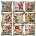 Rose Cotton Linen Sofa Pillow Covers(2pcs)