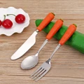 3PCS Cute Carrot Stainless Steel Child Dinnerware Flatware Cutlery Fork Spoon