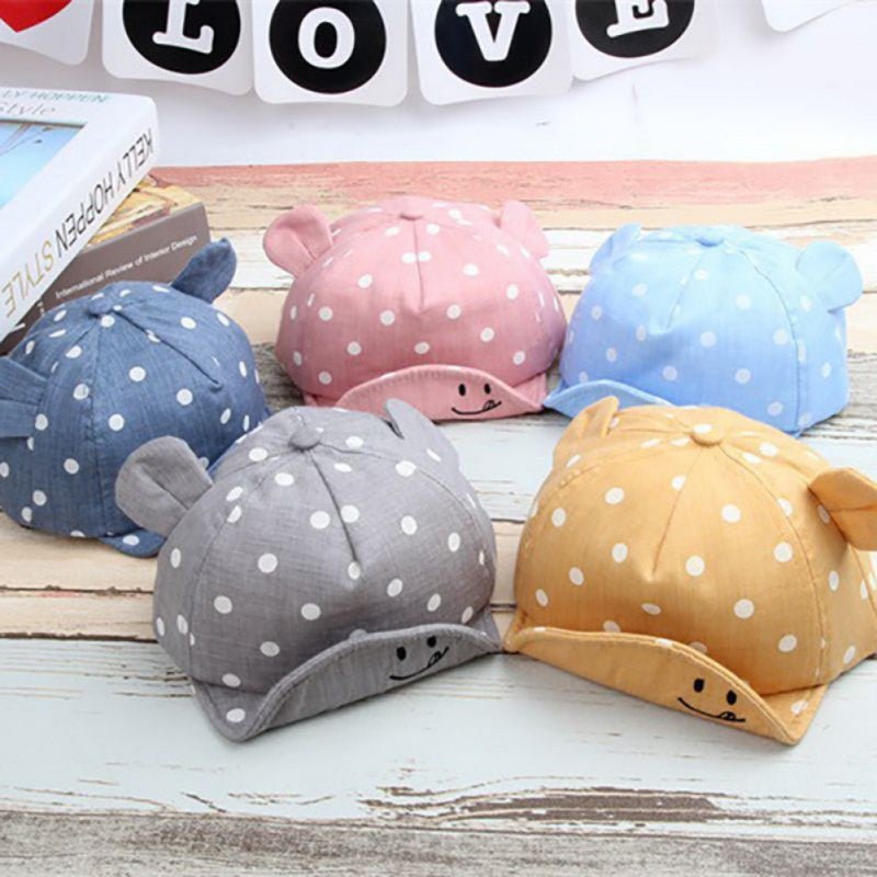 Baby Soft Hat Kids Boys Girls Adjustable Dots Ears Hats