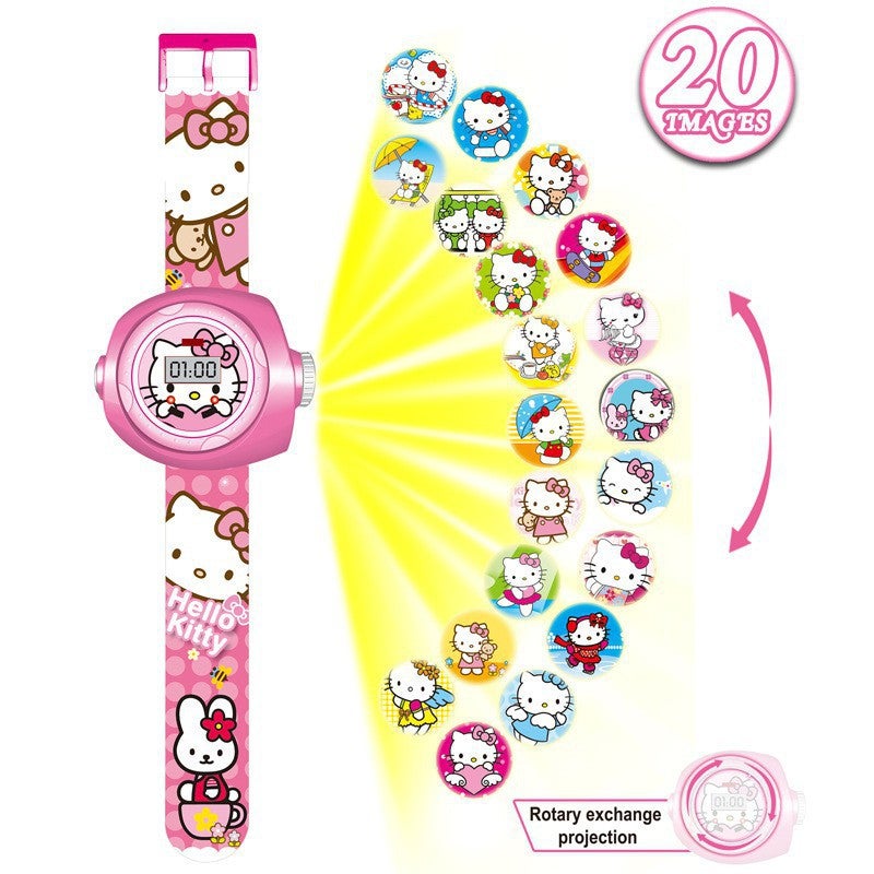 Kids 20 Projection Cartoon Watch Hello kitty Children Wristwatches For Girl Gift
