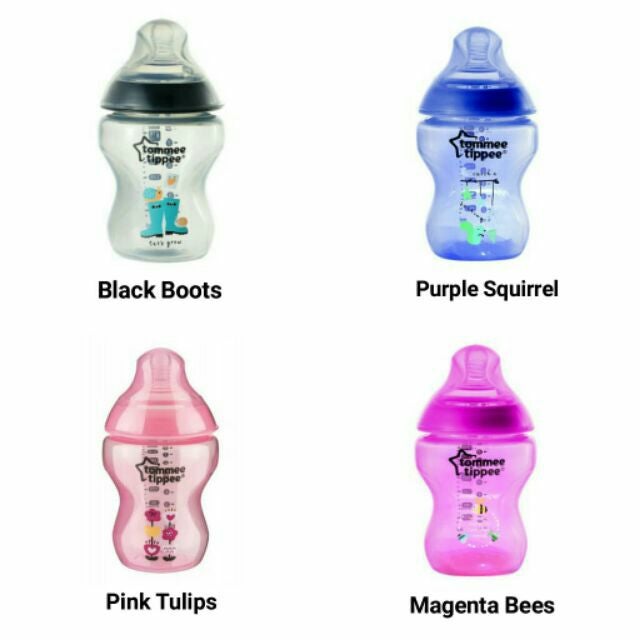 TOMMEE TIPPEE: Decorated Bottle (9oz/260mL) Black, Pink, Purple & Magenta