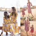 Summer Family Skirts Mother Daughter Beach Sundress Boho Foral Dress Long Dress