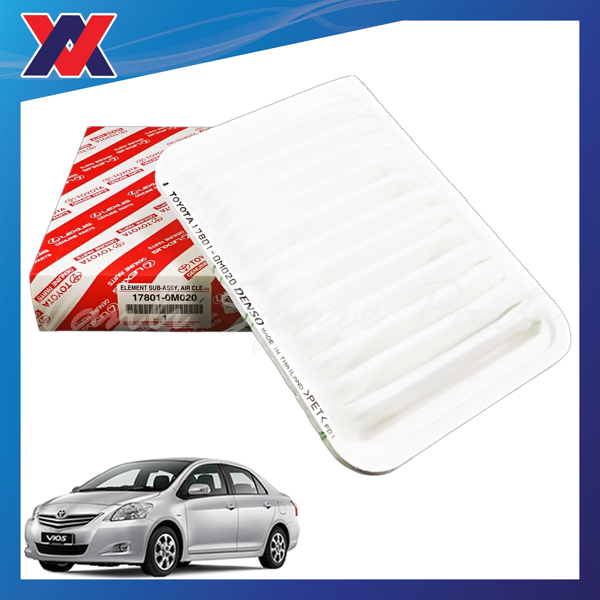 Toyota Genuine Air Filter for Vios, Altis, Yaris, Harrier, Estima, Caldina, Wish - 17801-0M020