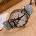 Vintage Paris Eiffel Tower Leather Quartz Watch Casual Crystal Wristwatch Gift