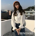 binyang Shirt Tops Long Sleeve Blouse Long Sleeve Top white shirt female clothes