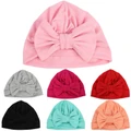 Baby Big Bow Solid Cotton Hat Boys Soft Turban Cap Photography Props Caps