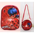 2 Styles Kid's Cartoon Backpack Miraculous Ladybug Coin Purse BAG AND Cartoon