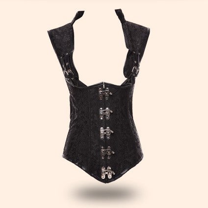 Lace up Vest Corset Bustier Plus Size Gothic Faux Leather