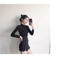 Korean checkered skirt