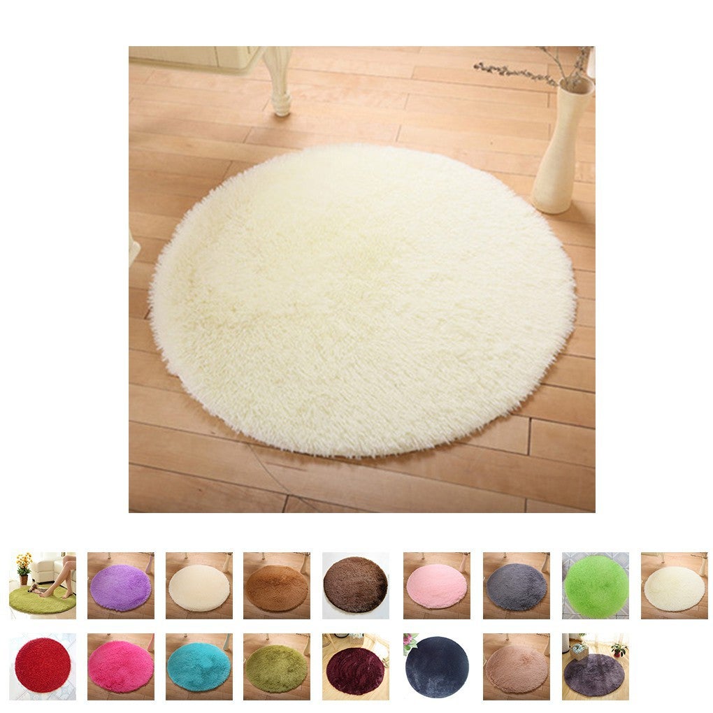 Soft Shaggy Area Round Rug Carpet Bedroom Floor Mat Carpet home decor