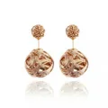 Gofuly 2017 New Double Crystal Ball Ear Stud Earrings Fashion Jewelry Ladies